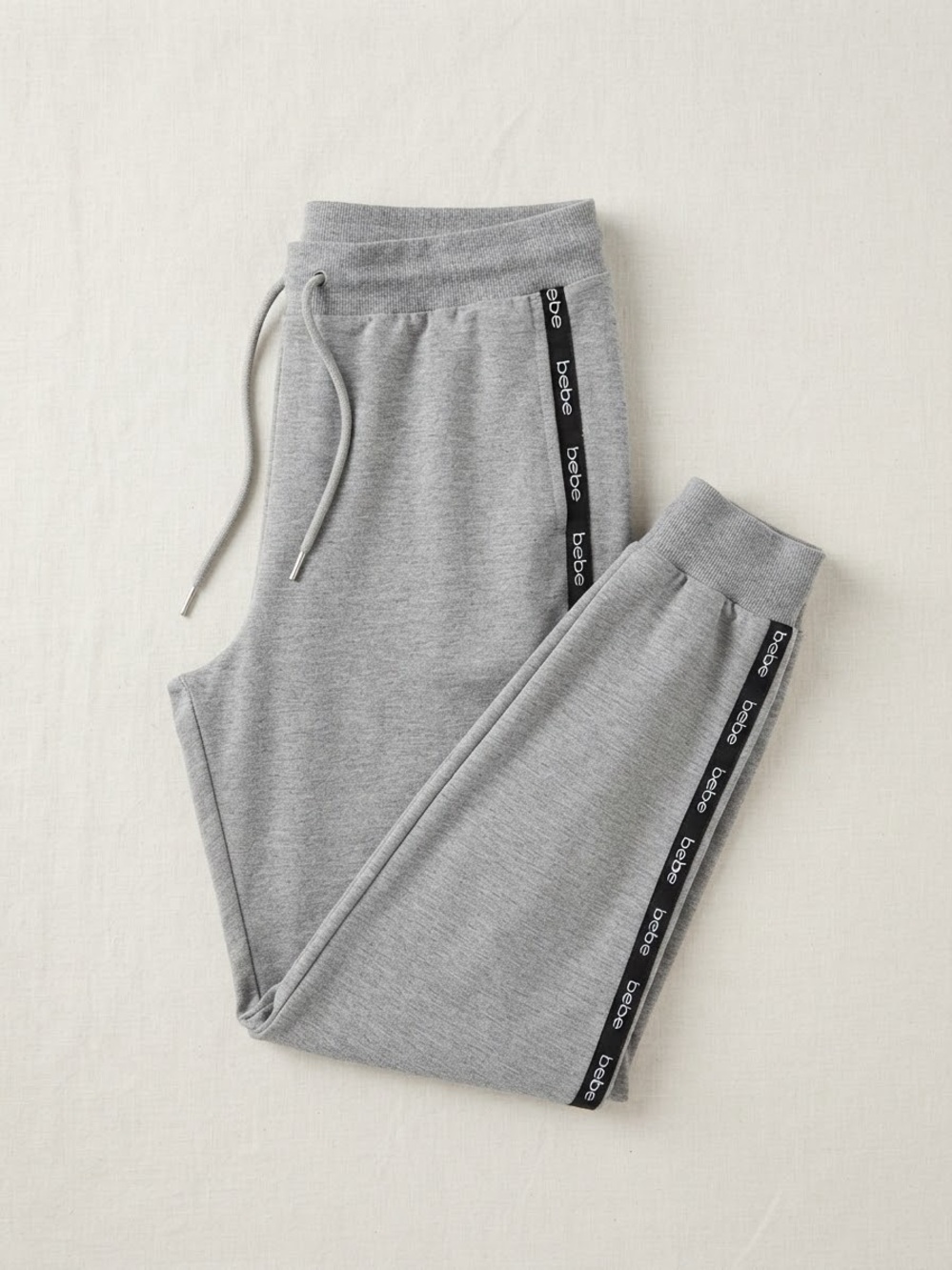 bebe Heather Gray Logo-Trim Joggers
